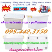 Thùng nhựa trắng có bánh xe 90 lít - 120 lít - 140 lít