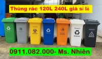 Chuyên bán thùng rác giá rẻ tại sóc trăng- thùng rác 120L 240L nắp kín 2 bánh xe