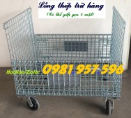 Pallet lưới trữ hàng, xe đẩy lồng thép