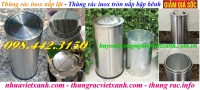 Thùng rác inox tròn nắp bập bênh - thùng rác inox nắp lật giá rẻ call 0984423150