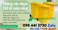 Thùng rác nhựa 240 lít màu vàng y tế