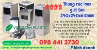 Thùng rác inox gạt tàn 240x240x610mm, 300x240x610mm khuyến mãi