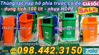 Thùng rác 100L nắp hở có đế nhựa HDPE