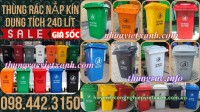 Thùng rác 240 lít nắp kín nhựa HDPE 2 bánh xe