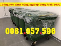 Xe gom rác 660L, xe đẩy rác bằng nhựa 660L, xe đẩy rác 4 bánh