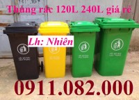 Giảm giá thùng rác nắp kín tại long an, thùng rác 120l 240l 660l màu xanh giá r