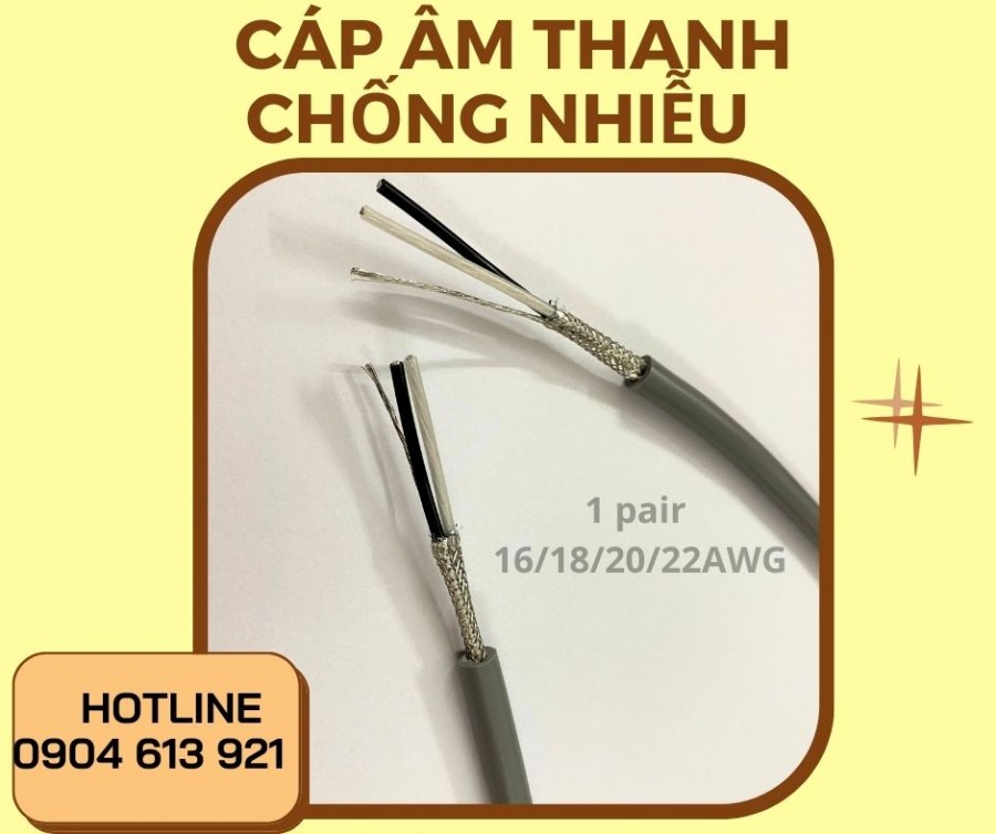Cáp tín hiệu âm thanh vặn xoắn 1 pair 16AWG/ 18AWG/ 20AWG/22AWG-image-3