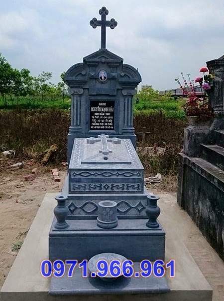 Mẫu mộ đá công giáo đẹp bán tại bình phước - mộ đá xanh, đơn giản 347-image-5