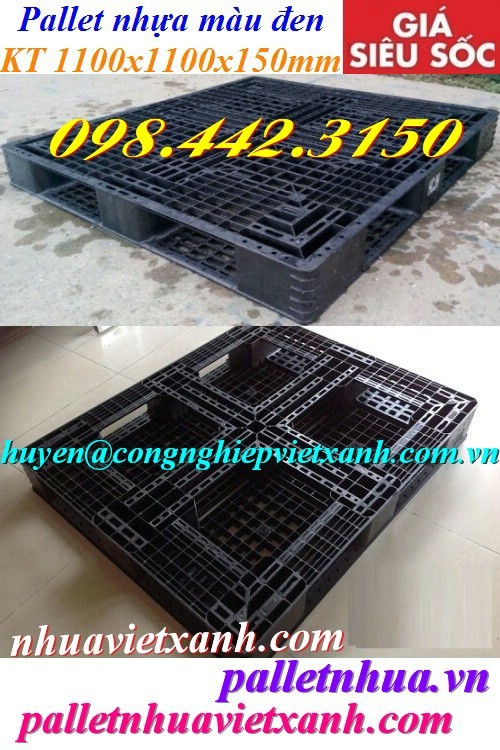 Pallet nhựa đen 1100x1100x150mm hàng mới 100‰ giá rẻ call 0984423150 Huyền-image-2