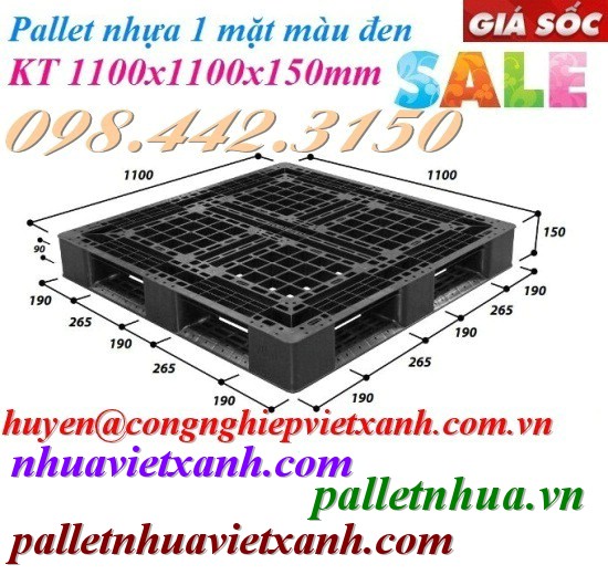 Pallet nhựa đen 1100x1100x150mm hàng mới 100‰ giá rẻ call 0984423150 Huyền-image-3