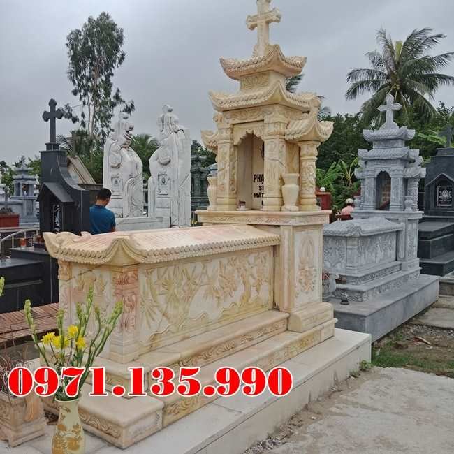 Quảng Ninh Mẫu mộ đá ông bà công giáo đẹp bán tại Quảng Ninh - Lăng mộ đạo-image-2