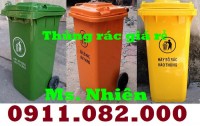 Thùng rác 120 lít 240 lít màu vàng giá rẻ tại cà mau- giảm giá thùng rác mùa dịc