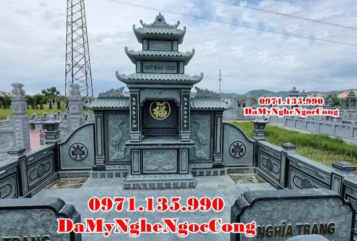 Kon Tum Mẫu khuôn viên lăng mộ đá xanh rêu đẹp bán tại Kon Tum - gia đình dòng h-image-2