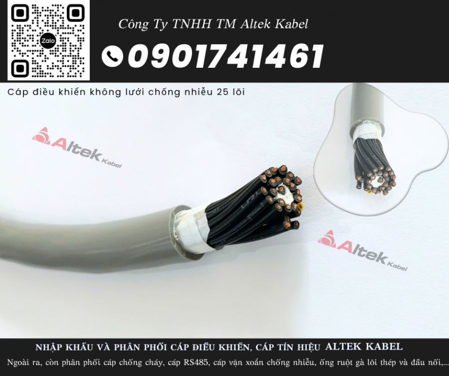 Dây cáp điều khiển không chống nhiễu 25 lõi, tiết diện 0.5/0.75/1.0/1.5-image-2