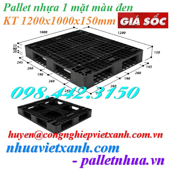 Pallet nhựa đen 1200x1000x150mm mới 100‰ giá rẻ call 0984423150 Huyền-image-3
