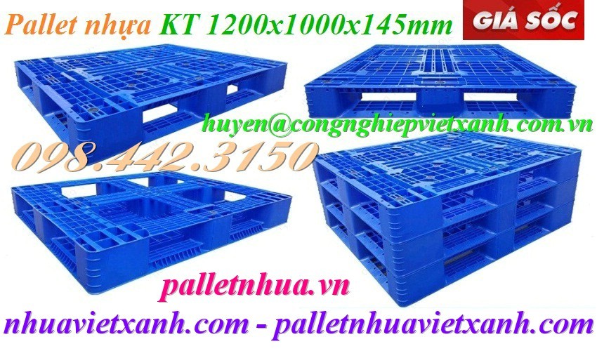 Pallet nhựa xanh 1200x1000x145mm giá rẻ call 0984423150 Huyền-image-2