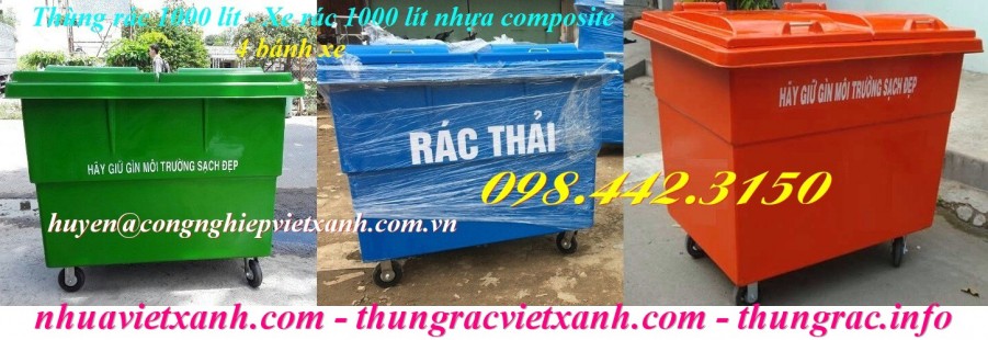 Thùng rác 1000 lít – Xe rác 1000L 4 bánh xe nhựa Composite giá sốc-image-5