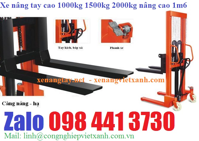 Xe nâng tay cao 500kg 1000kg cao 1m6-image-3