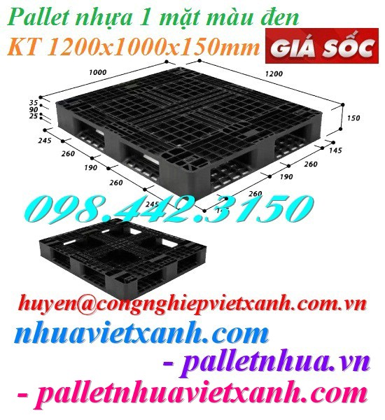 Pallet nhựa đen 1200x1000x150mm đan thanh hàng mới giá rẻ call 0984423150 Huyền-image-3