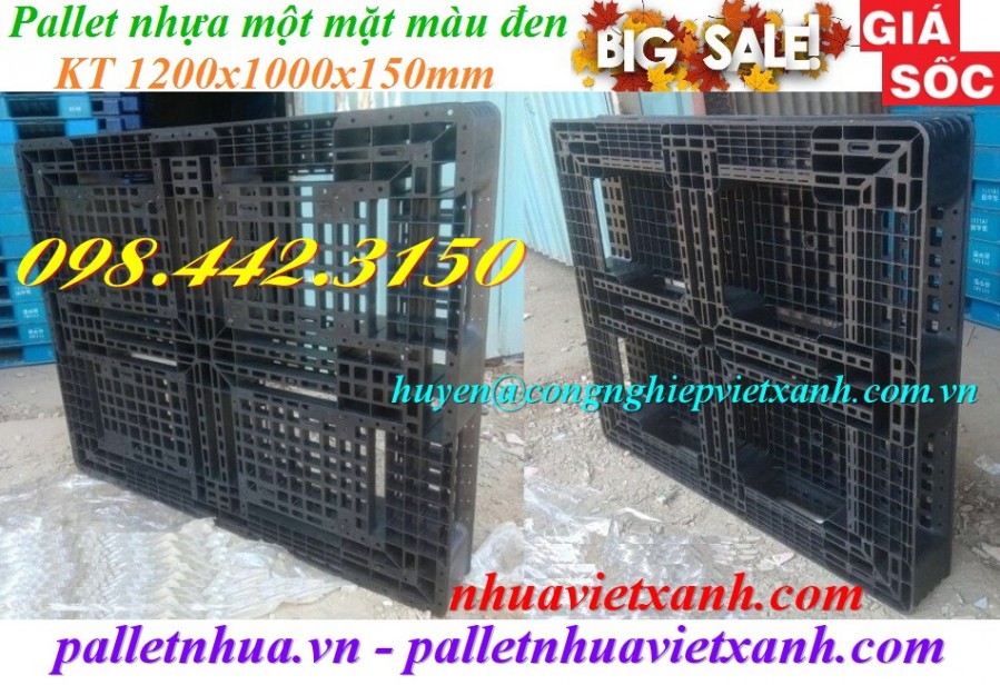 Pallet nhựa đen 1200x1000x150mm đan thanh hàng mới giá rẻ call 0984423150 Huyền-image-5