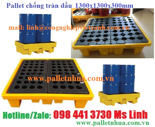 Pallet chống tràn dầu 4 phuy 1300x1300x300mm-image-3