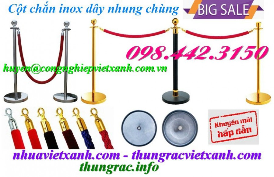 Cột chắn inox dây nhung chùng-image-2