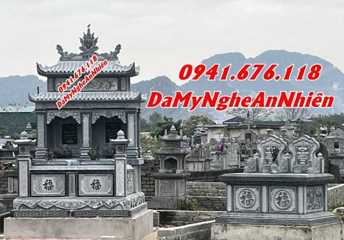 Trà Vinh Bán mẫu mộ đá thờ tro cốt phu thê đẹp bán tại Trà Vinh - giữ cốt-image-5