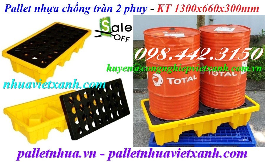 Pallet nhựa chống tràn dầu 2 phuy và 4 phuy giá siêu cạnh tranh call 0984423150-image-2