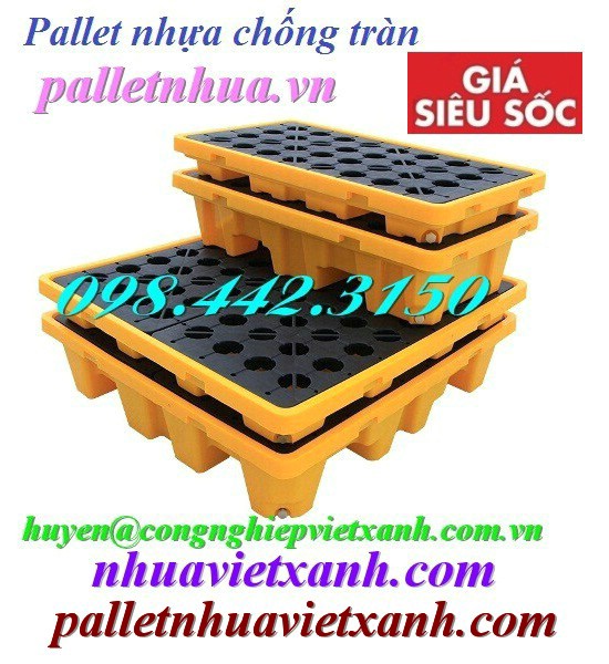 Pallet nhựa chống tràn dầu 2 phuy và 4 phuy giá siêu cạnh tranh call 0984423150-image-3