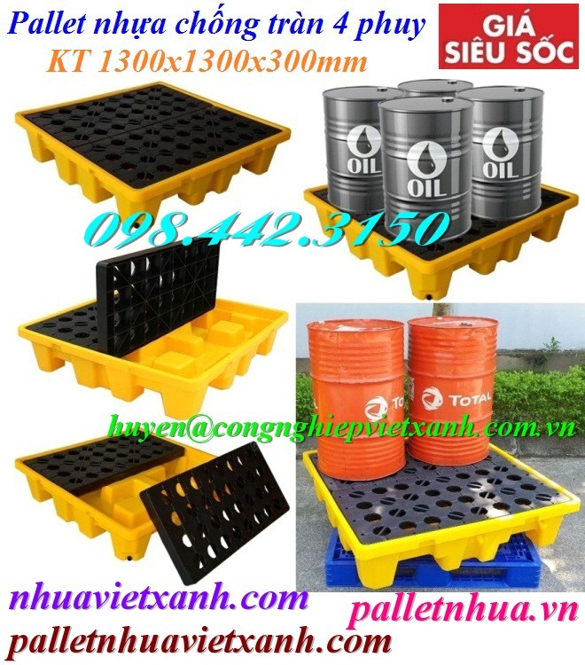 Pallet nhựa chống tràn dầu 2 phuy và 4 phuy giá siêu cạnh tranh call 0984423150-image-5