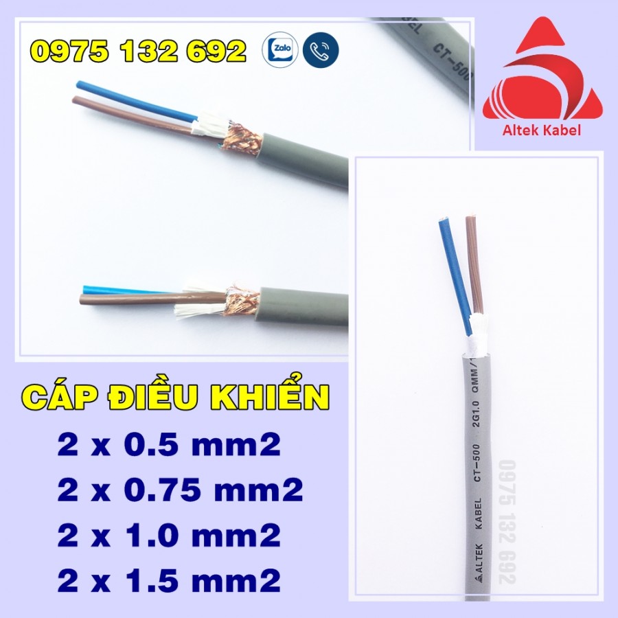 Cáp điều khiển rvv 2x0.75, rvvp 2x0.75, cáp điều khiển Altek Kabel-image-3