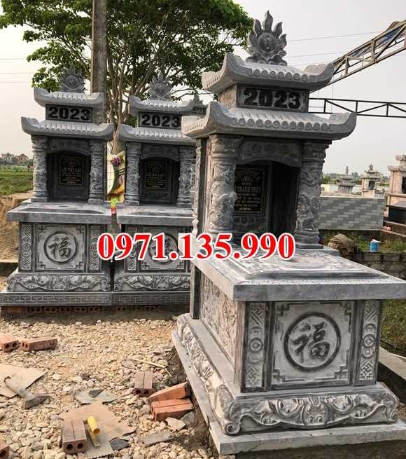 Mẫu mộ đá xanh cẩm thạch đẹp bán tại Ninh Bình - Mẫu mộ song thân bằng đá đẹp b-image-2