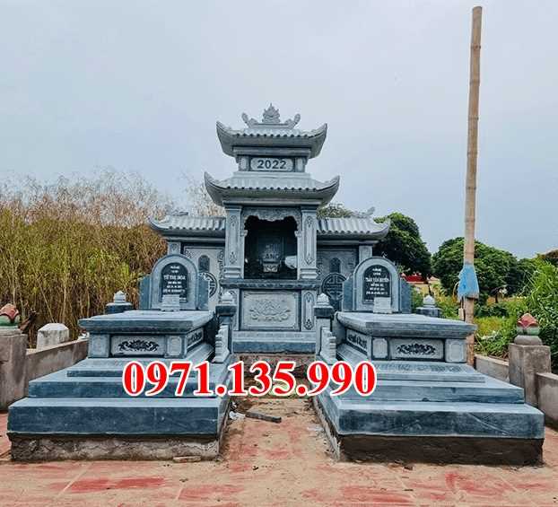 Mẫu mộ đá xanh cẩm thạch đẹp bán tại Ninh Bình - Mẫu mộ song thân bằng đá đẹp b-image-3
