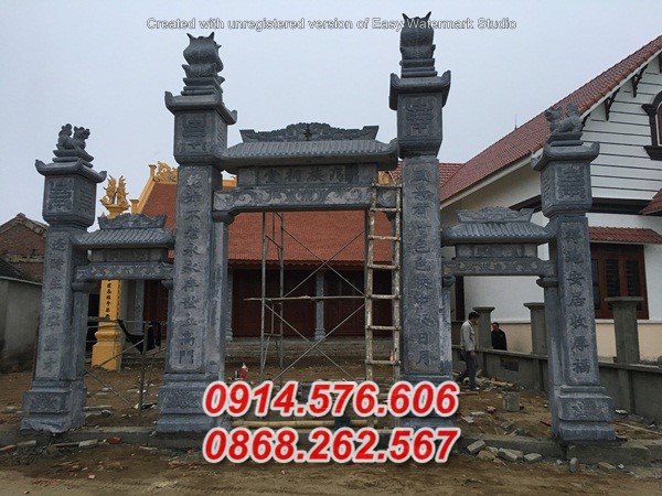 37 kích thước cổng bằng đá phong thuỷ bán quảng trị, trụ cột cổng chùa nhà mồ th-image-3