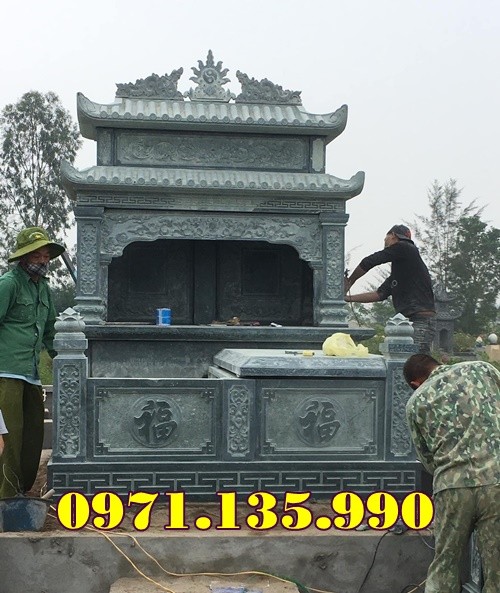 99- Mẫu mộ đá đôi đẹp bán tại Hưng Yên - mộ đôi bằng đá xanh-image-5