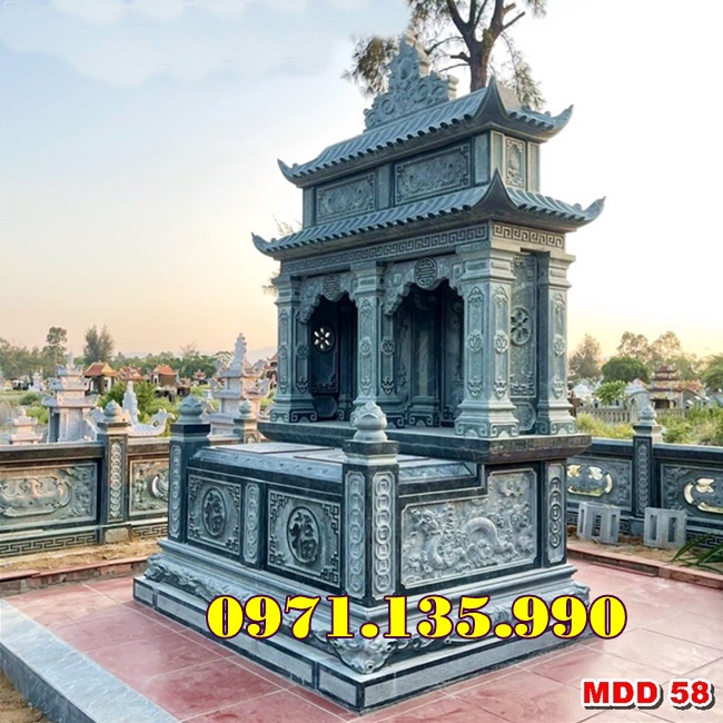 69- Mẫu mộ đá đôi đẹp bán tại Trà Vinh - mộ đôi bằng đá xanh-image-3