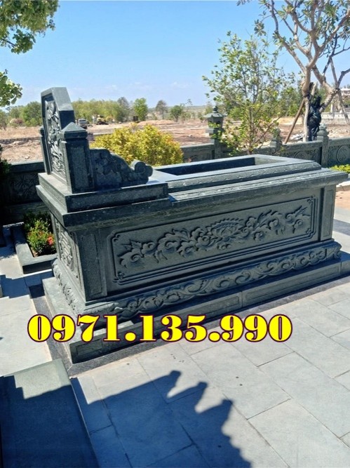 66- Mẫu mộ đôi bằng đá xanh rêu cẩm thạch đẹp bán Trà Vinh-image-3