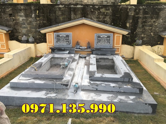 96- Mẫu mộ đôi bằng đá xanh rêu cẩm thạch đẹp bán Thái Bình-image-3