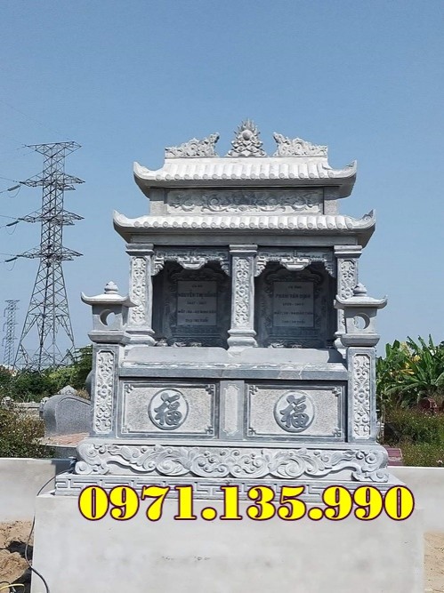 66- Mẫu mộ đôi bằng đá xanh rêu cẩm thạch đẹp bán Trà Vinh-image-5