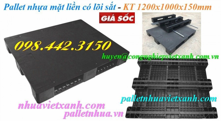 Pallet nhựa 1200x1000x150mm mặt liền có lõi sắt giá cạnh tranh call 0984423150-image-5