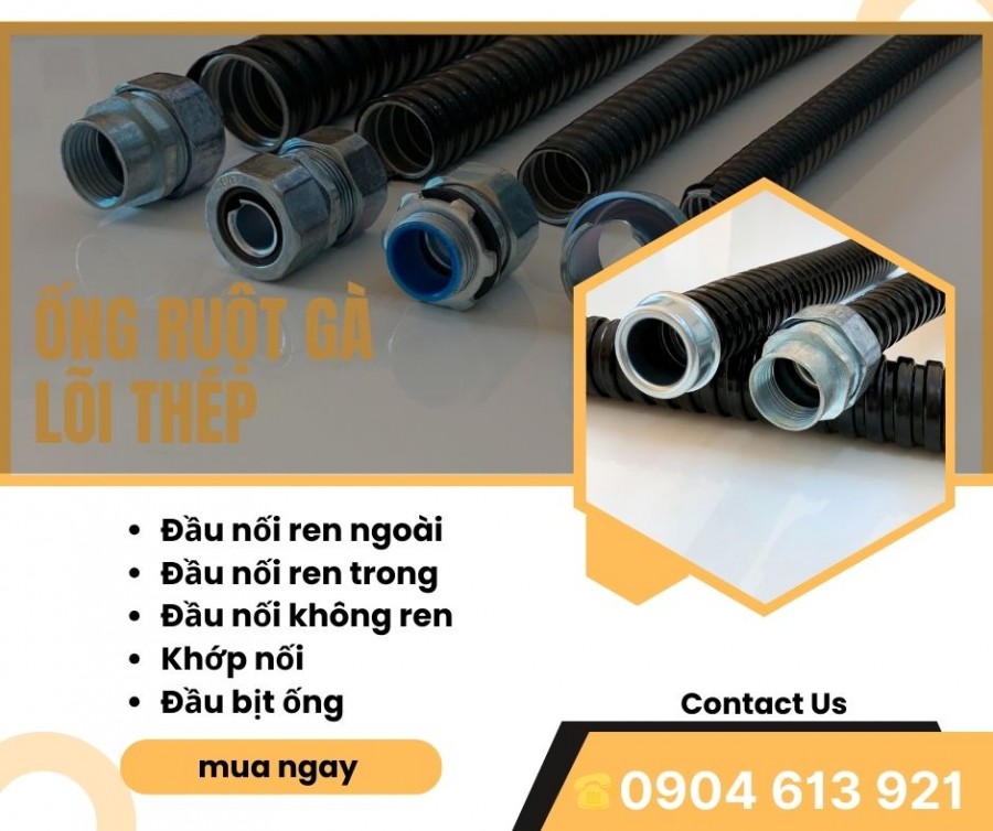 Ống ruột gà lõi thép bọc nhựa/ Đầu nối ống ruột gà với hộp điện-image-5