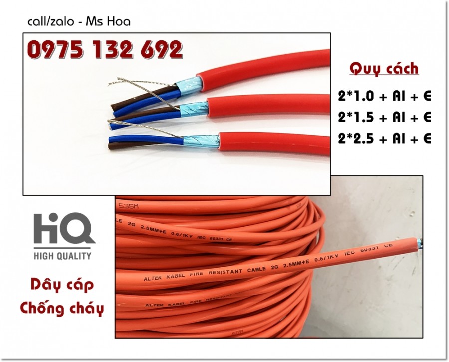 Dây tín hiệu chống cháy 2x1.0, cáp nguồn chống cháy 2x1.0-image-2