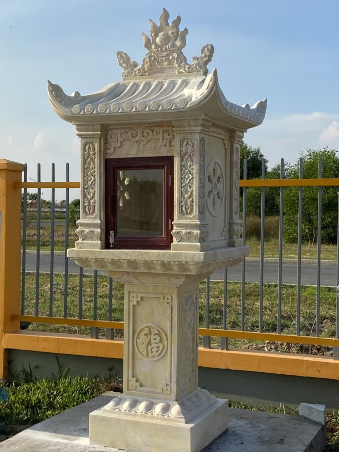 Hồ Chí Minh lắp đặt trang thờ ông thiên bằng đá trắng đẹp - cây hương thờ thần l-image-5