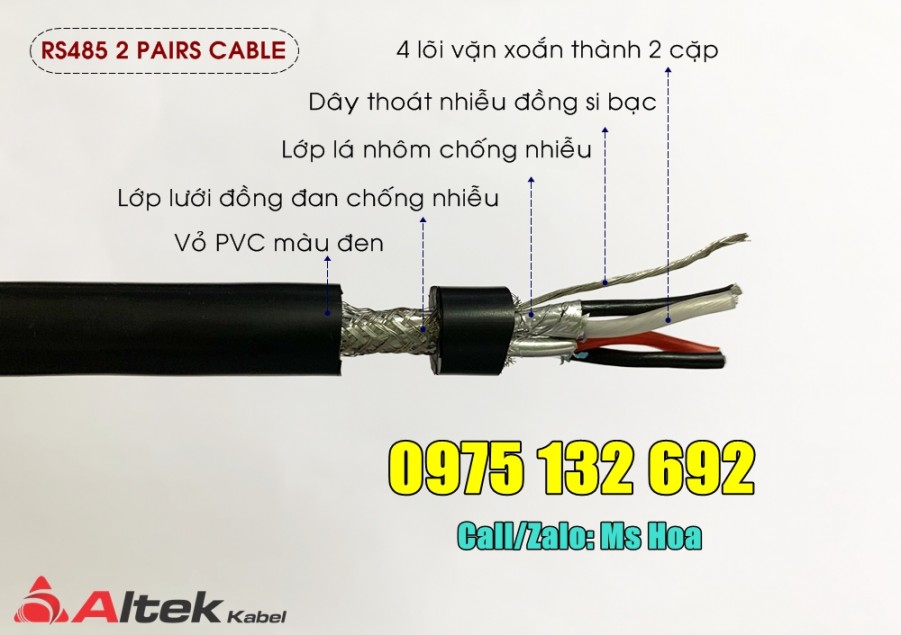 Cáp vặn xoắn RS485 1 pair 18AWG, 22AWG, 24AWG chống nhiễu-image-3