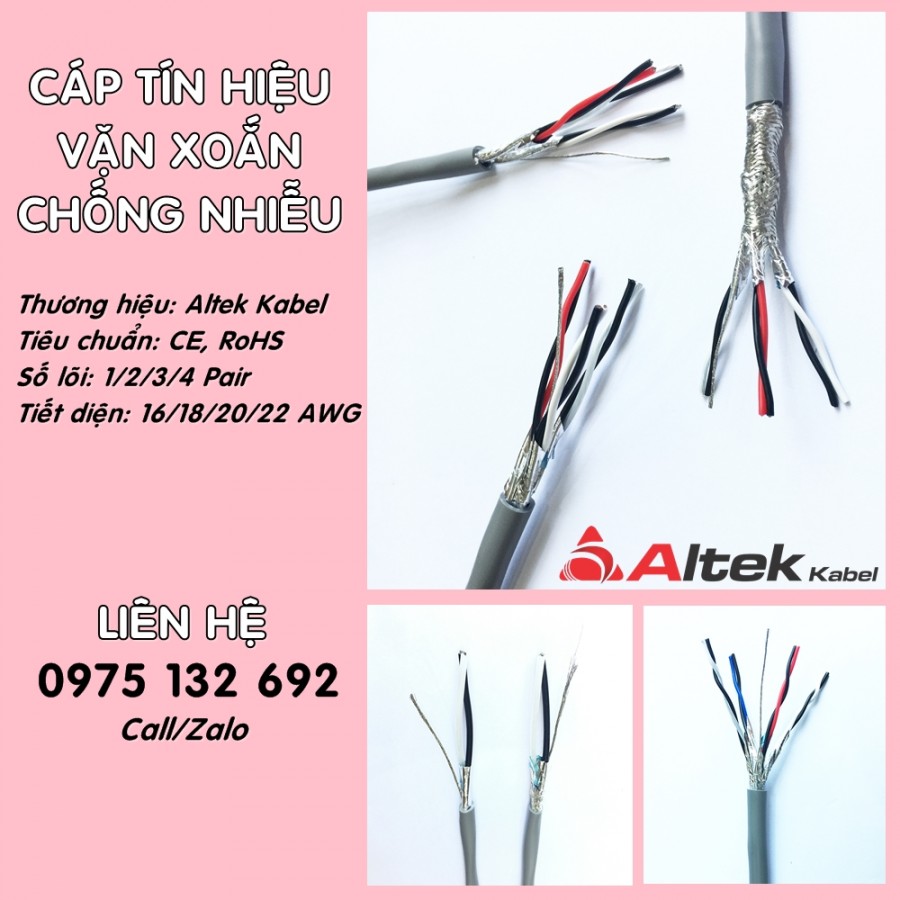 Cáp tín hiệu 1 pair, 2 pair, 3 pair, 4 pair vặn xoắn chống nhiễu-image-2