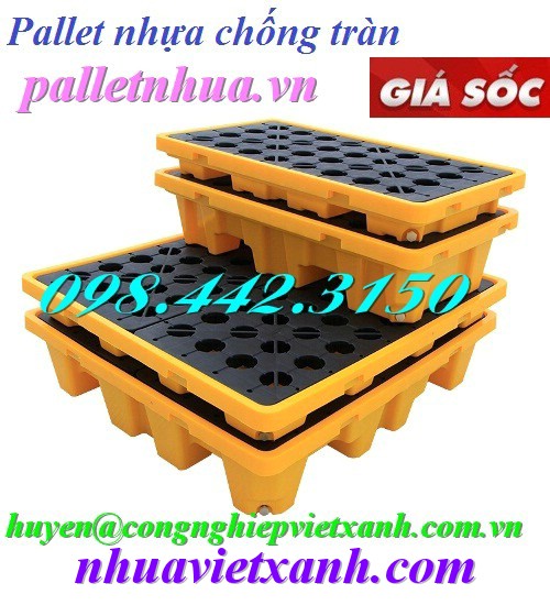 Pallet nhựa chống tràn dầu 2 phuy và 4 phuy-image-3