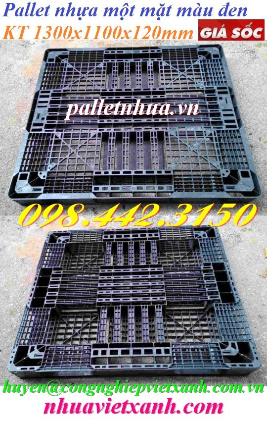 Pallet nhựa 1300x1100x120mm màu đen-image-2