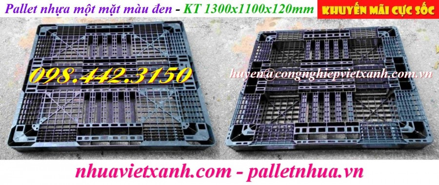 Pallet nhựa 1300x1100x120mm màu đen-image-5