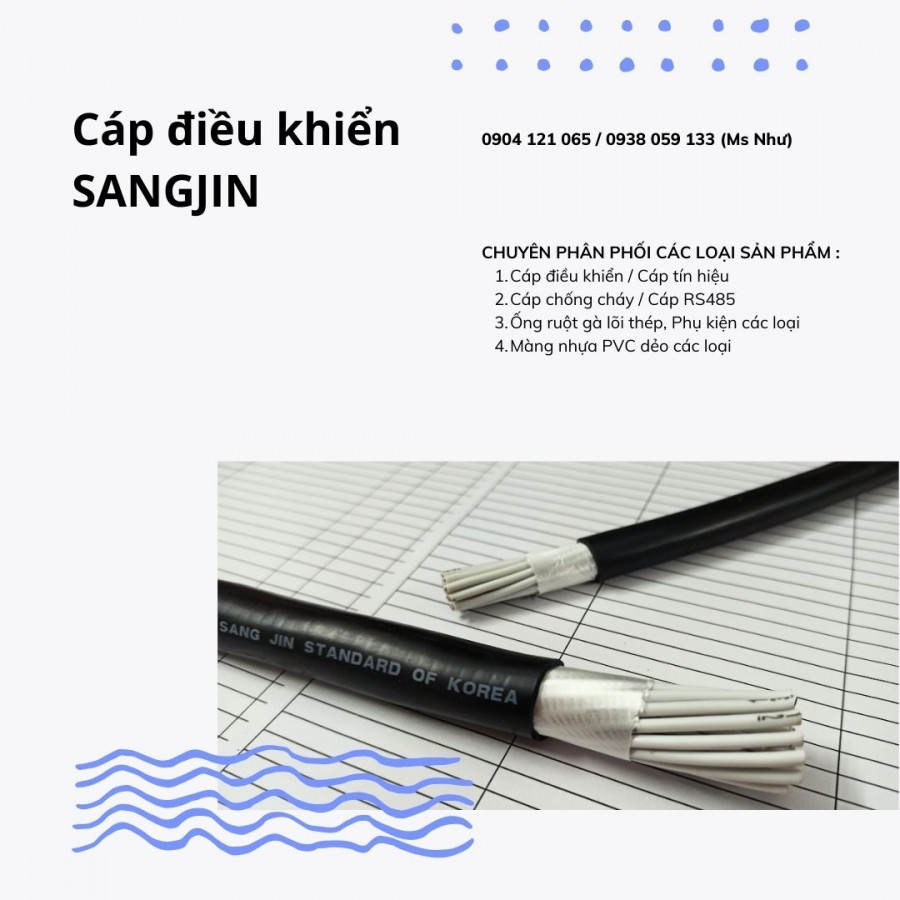 Cáp điều khiển SANGJIN chống nhiễu 1.5 SQMM, tiêu chuẩn ISO 9001-image-2
