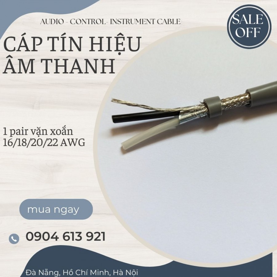 Cáp tín hiệu vặn xoắn âm thanh 1 pair 16awg chống nhiễu-image-2